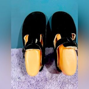 Alegria PG Lite Black Suede Leather Comfort Clogs Shearling Lining EU38 US8-8.5